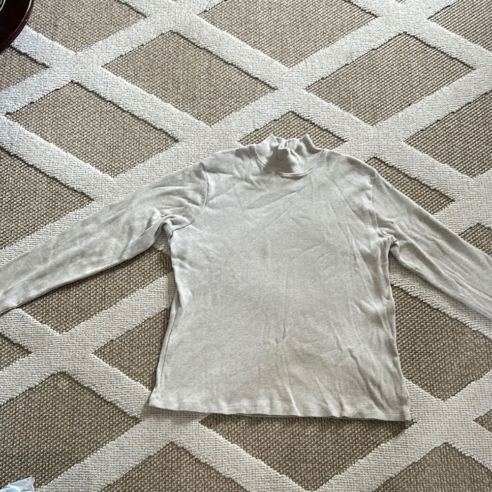 Eddie Bauer Tan Cowl Neck Sweater Soft Knit
